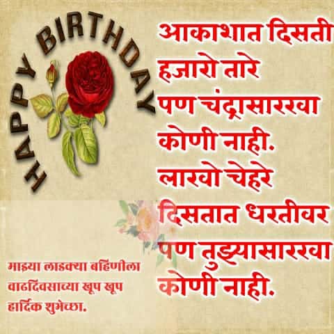 बहिणीला वाढदिवसाच्या हार्दिक शुभेच्छा - Happy Birthday Wishes - Marathi Status For Sister-vb